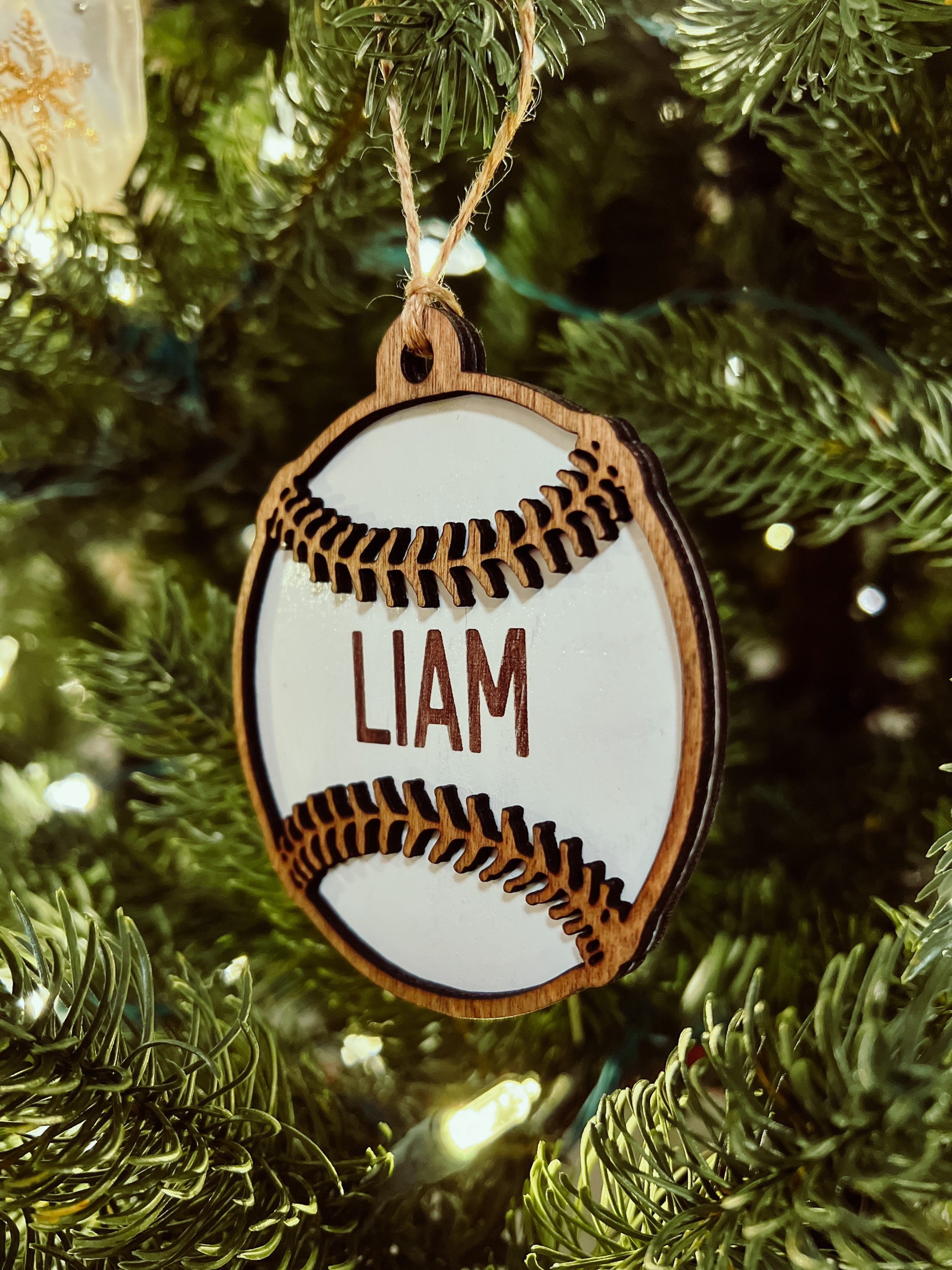 Baseball Ornament | Christmas | Laser Engraved | Gift Tags | Sports | Team |