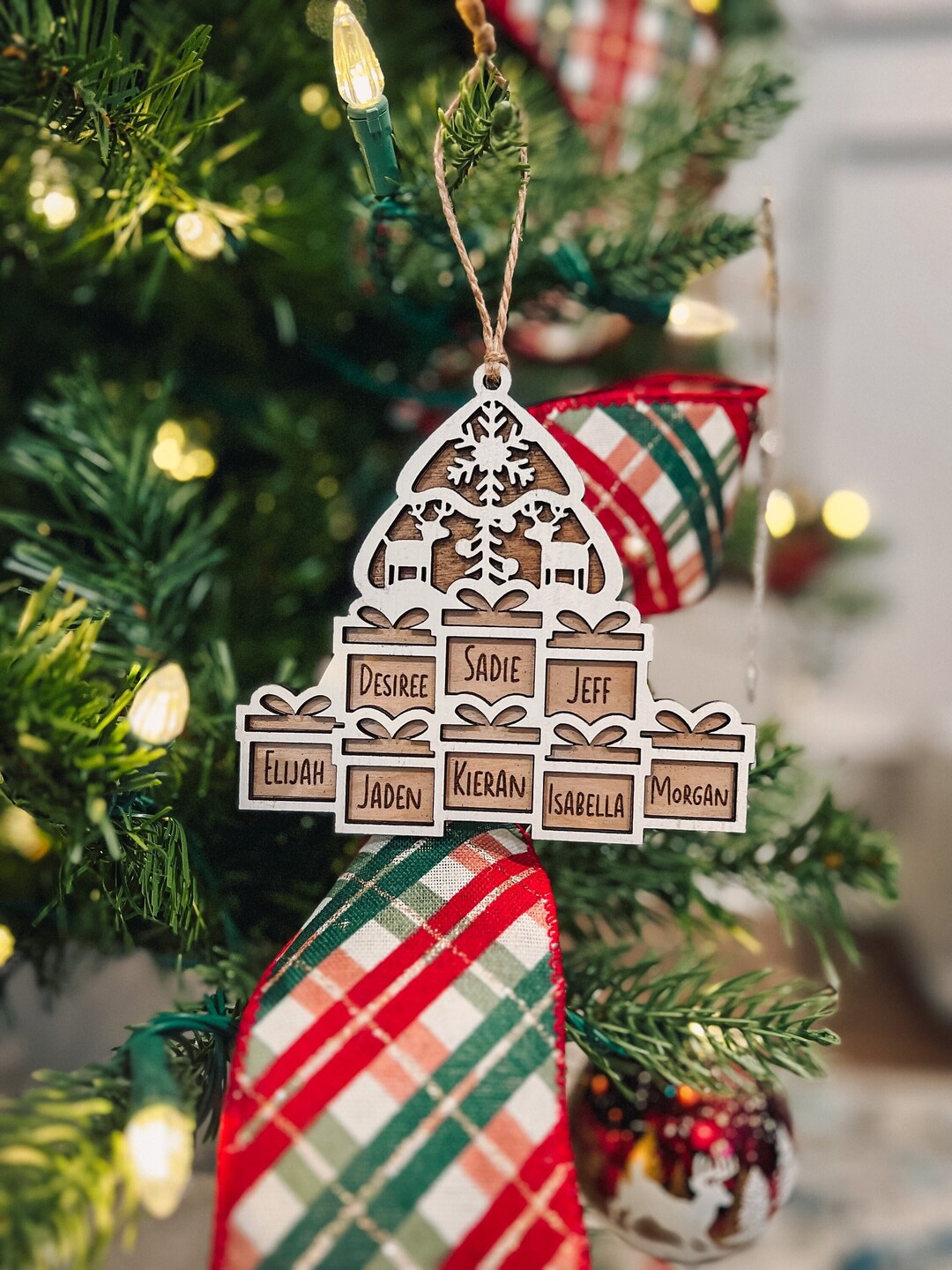 Personalized Family Tree Ornament | Rustic Christmas Decor - Etsy