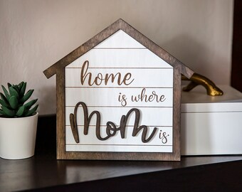 Mother's Day House | 3D | Personalize | Custom Gift | Name | Mama | Home | Mom | Mothers Day | Birthday | Gift | Wall Sign | For Her