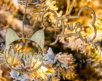Personalized Cat / Dog Name Christmas Ornaments | Gift Tags
