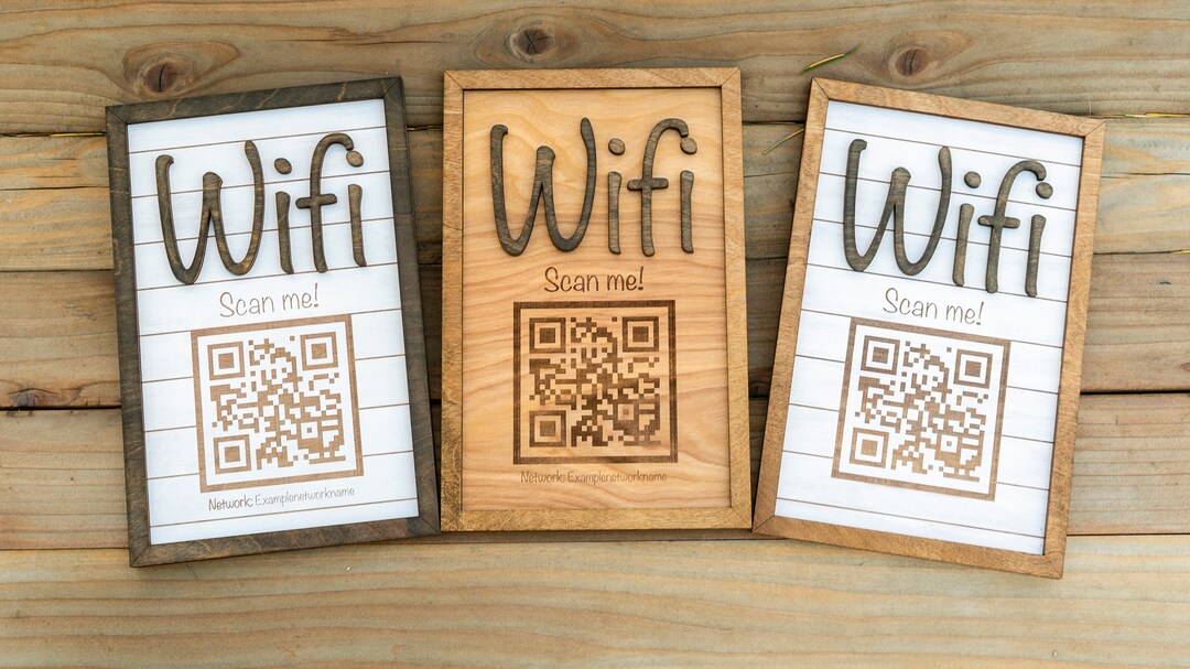 Personalized Wifi QR Code Sign | Laser Engraved Wooden Display - Etsy