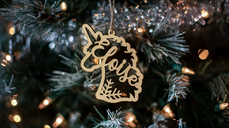 Birthday Magical Gift Tags Unicorn Ornaments Wood Personalized Christmas Ornaments