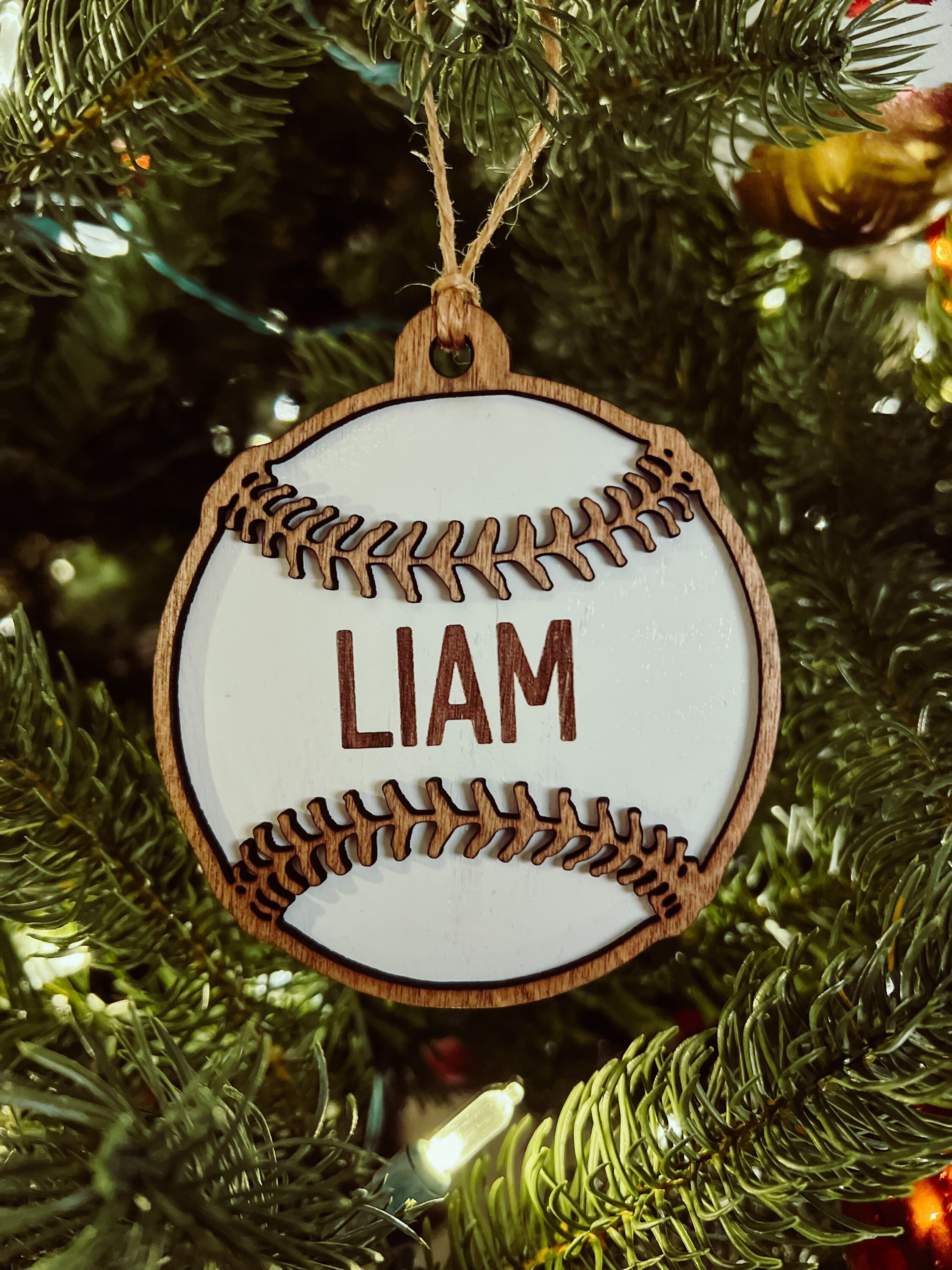 Baseball Ornament | Christmas | Laser Engraved | Gift Tags | Sports | Team |