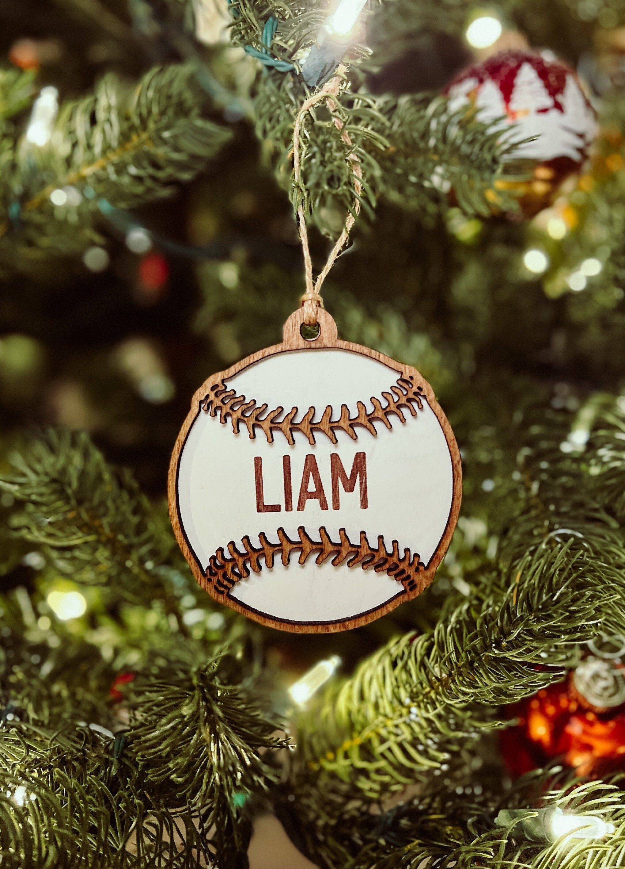 Baseball Ornament | Christmas | Laser Engraved | Gift Tags | Sports | Team |
