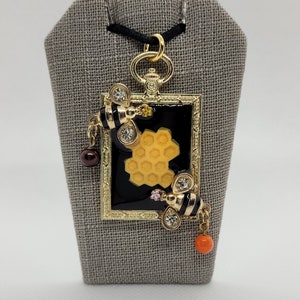 Honey Bee Pendant, Bee Necklace, Resin Jewelry