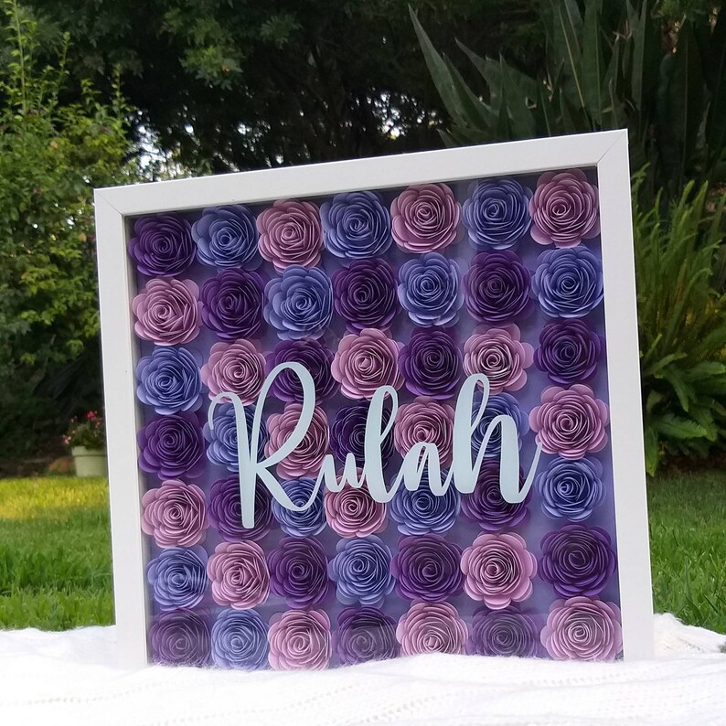 Personalized Flower Box Frame. Hand crafted flowers. Paper Etsy