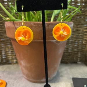 Orange floral drip Clay earrings| spring earrings