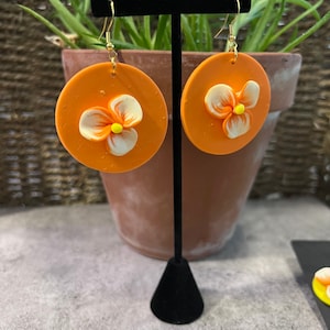 Orange Floral Petals Clay earrings| spring earrings