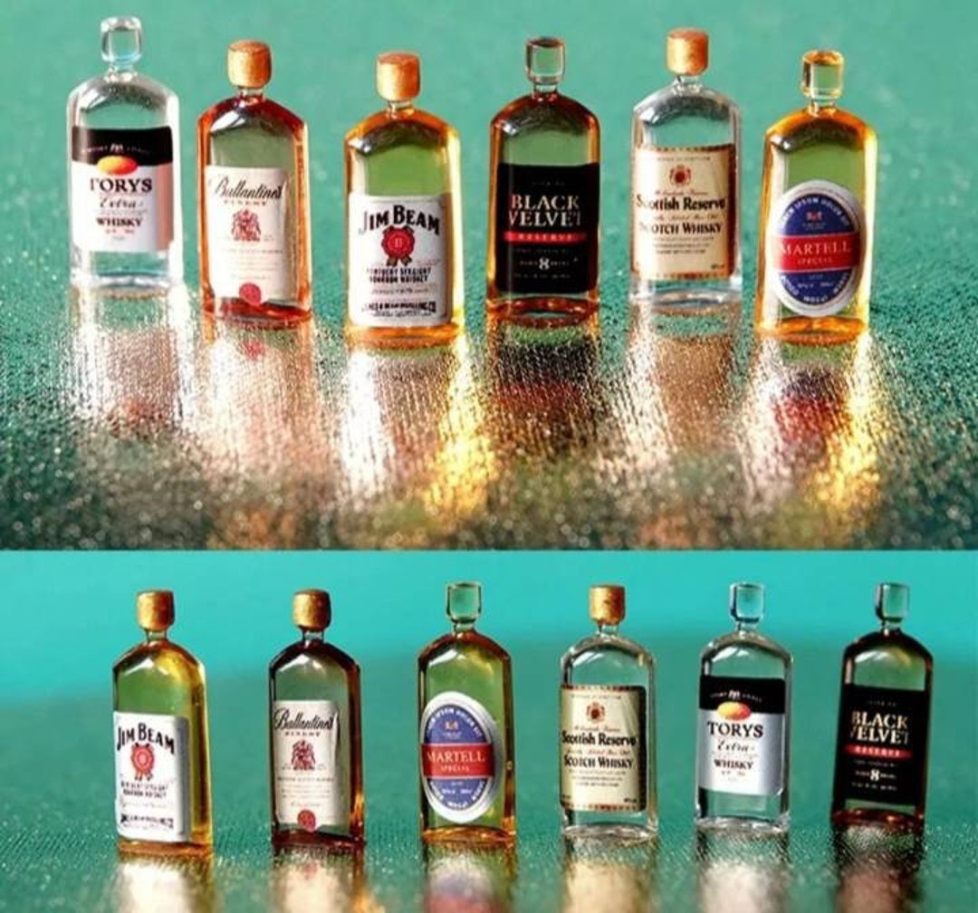 Doll House Accessories 112th Miniature 6 X Assorted Bottles Etsy