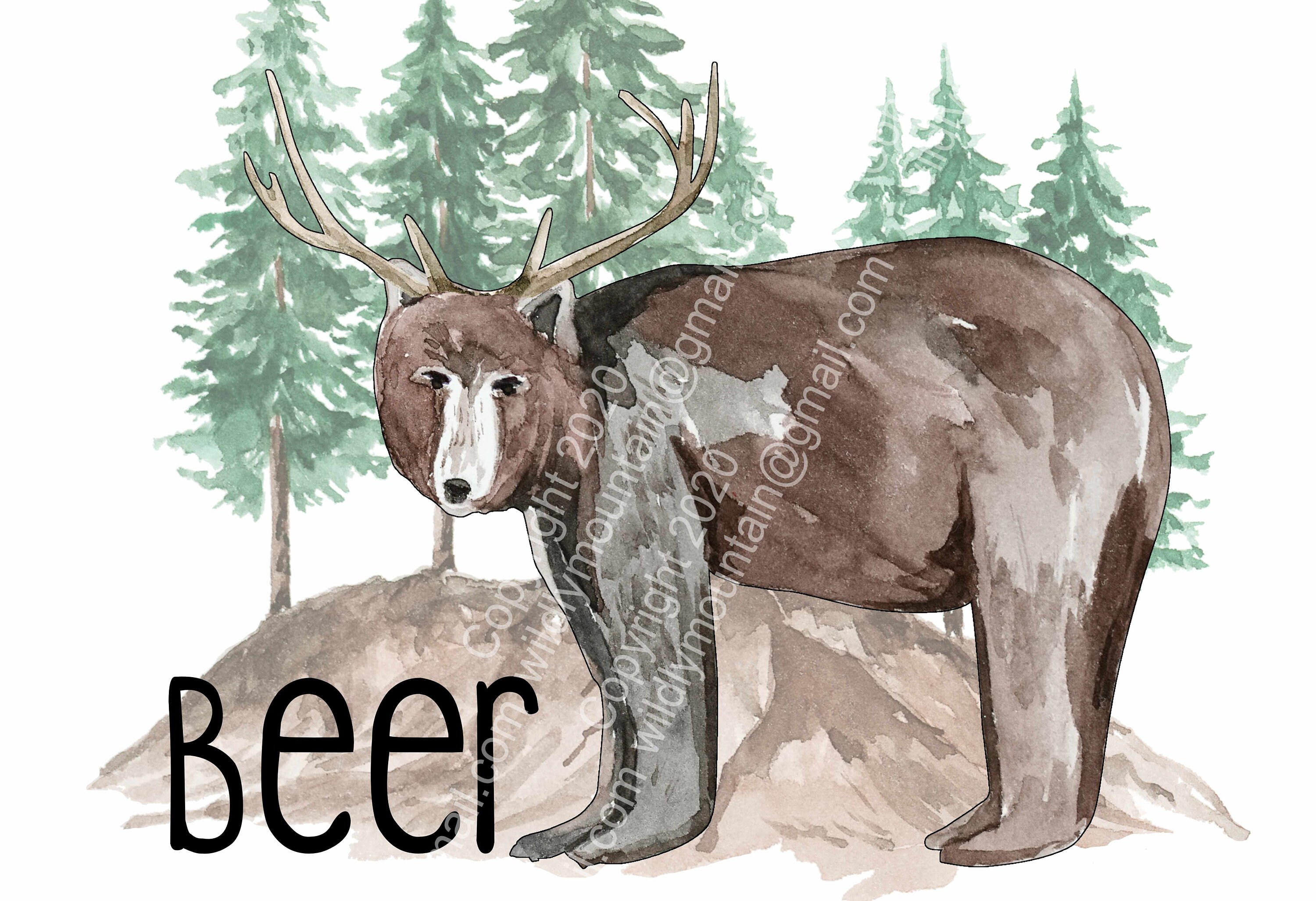 Beer Bear Deer Hunting Animal Adventure Svg Graphic Design Etsy