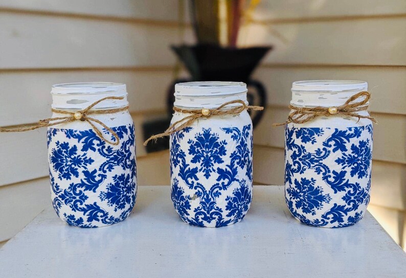 Vintage Decoupage Mason Jars Etsy