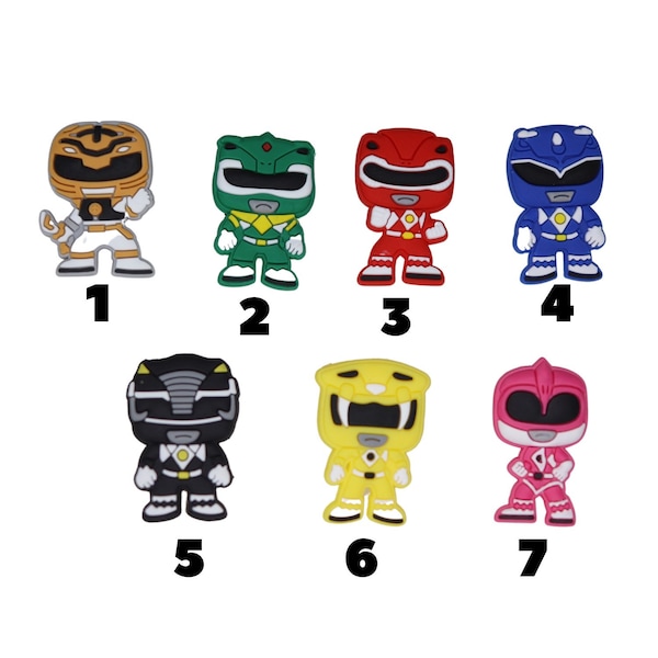 Mighty Morphin Power Rangers Inspired Charms for Crocs White, Green, Red, Blue, Black, Yellow and Pink Rangers