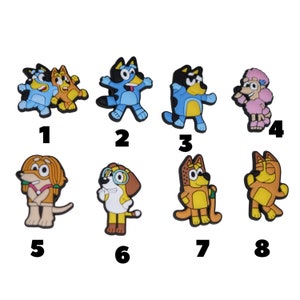 Bluey Inspired Charms voor Crocs Bandit, Dancing Bandit, Coco, Indy, Honey Chili en Dancing Bingo