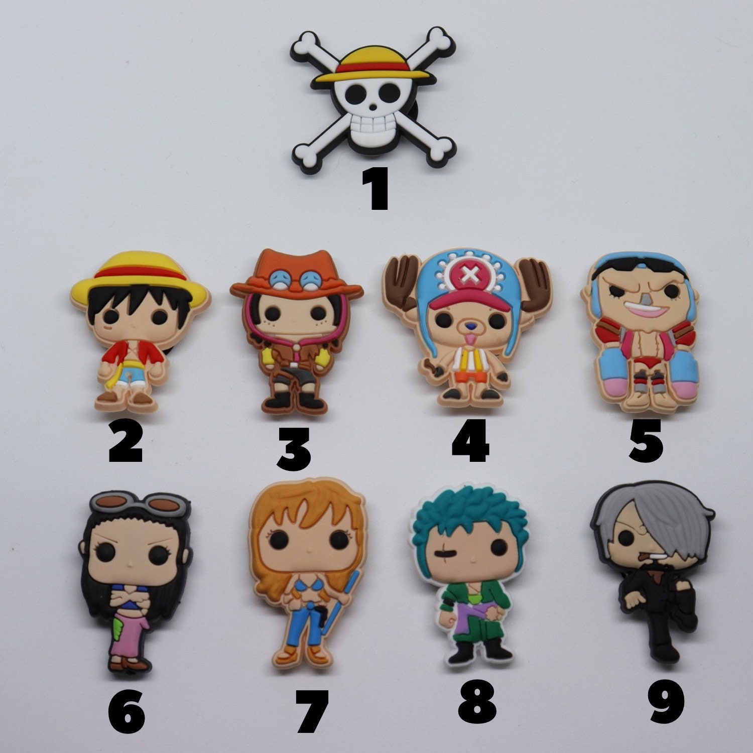 One Piece Charms for Crocs Luffy, Zoro, Franky, Nami, Chopper, Sanji, Robin and Ace Inspired - Etsy One Piece Charms for Crocs Luffy, Zoro, Franky, Nami, Chopper, Sanji, Robin and Ace Inspired - Etsy