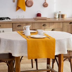 Linen table runner. Organic natural linen dinning runners. Tabletop linens. Custom size.