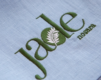 Guardanapos de linho personalizados: conjunto com 12. Decoração de mesa de casamento bordada