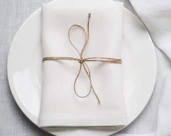 Guardanapos de linho orgânico branco 40x40 cm: Decoração de mesa para as festas de fim de ano. Presente para o Dia das Mães.