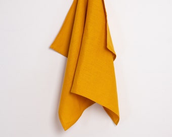 Mustard yellow tea linen towels. Natural dinning. Organic guest towel. Wholesale bulk.