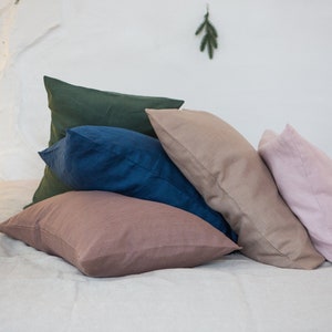 Organic linen pillowcases with envelope closure. Natural eco pillowcase. Linen pillow shams. Custom size. Various colors. image 2
