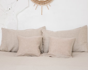 Conjunto de cama de linho orgânico (capa de edredom + 2 fronhas). EUA King, Queen. Roupa de cama personalizada