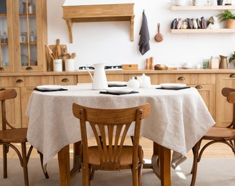 Organic linen tablecloth. Round, square, rectangular linen dinning. Table linens. Custom size. Various colors. Bulk Wholesale