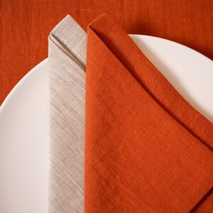 Terracotta and natural linen napkins