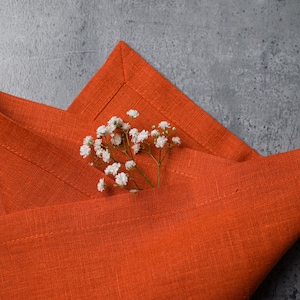 Terracotta Linen Napkins: Organic Reusable Dinner Napkins, Table Decor, Holiday gift image 3