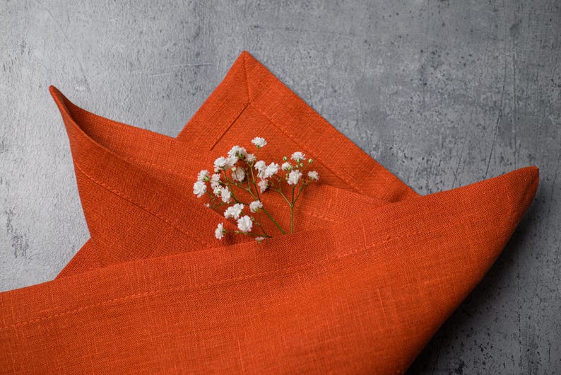 Terracotta Linen Napkins: Organic Reusable Dinner Napkins, Table Decor, Holiday gift image 3
