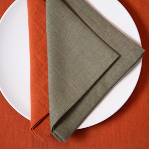 Terracotta and sage linen napkins