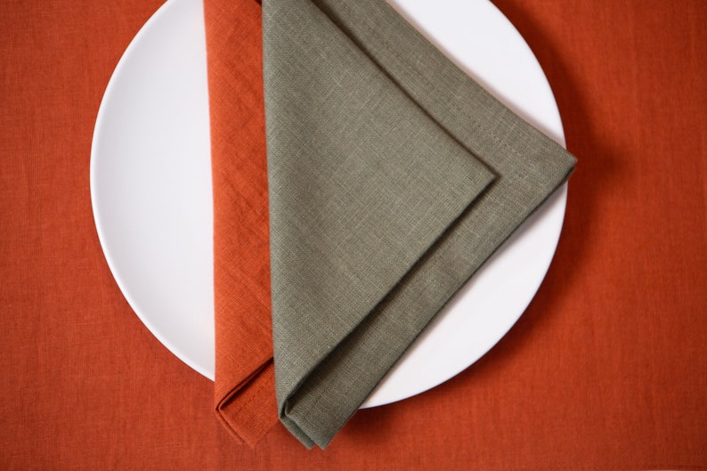 Terracotta and sage linen napkins