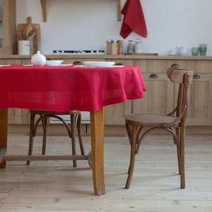 Red Linen Tablecloth – Organic Flax, Custom Size, Square Round Oval Rectangle, Rustic Table Linen, Handmade in Various Colors