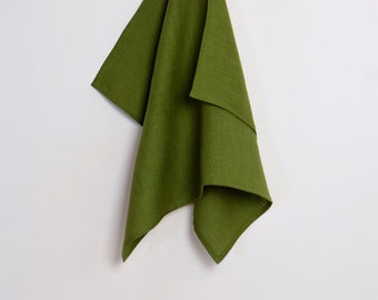 Green organic linen towel. Tea towels. Natural kitchen bath sheet. Mother day gift.