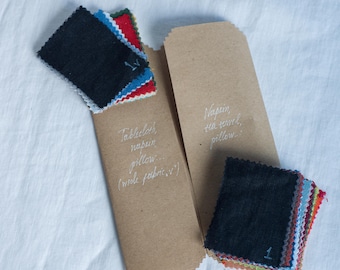 Amostras de tecido de linho. Certificado OEKO-TEX. Livre de produtos químicos. 100% linho orgânico.