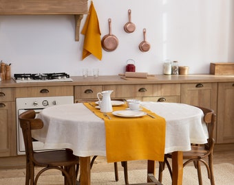 Organic Linen Table Runner: Natural Dining Decor