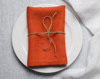 Guardanapos de linho cor terracota: guardanapos de jantar orgânicos e reutilizáveis, decoração de mesa, presente de Natal