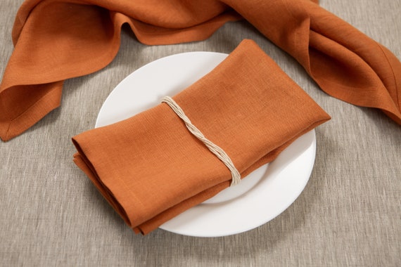 Terracotta Linen Napkins: Organic Reusable Dinner Napkins, Table Decor, Mother day gift, Holiday gift