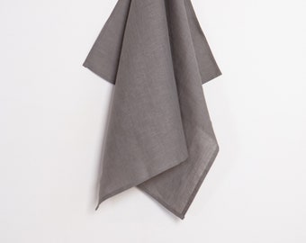 Grey organic linen towel. Tea towels. Natural kitchen bath sheet. Cloth gift.