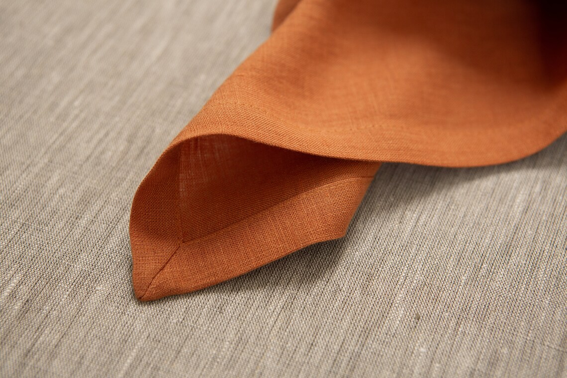Terracotta organic linen napkins set of 1/12. Reusable Etsy