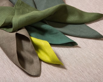 Varicolored pure linen napkins. Reusable eco friendly napkin. Holidays organic table linen napkins.