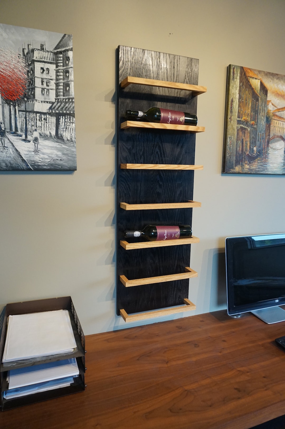 7 Bottle Wall Mounted Wine Rack (2 Tone) - Etsy
