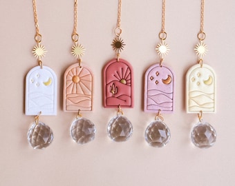 Crystal Suncatcher with Opal Accent - Rainbow Prism Wall Hanging