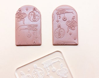 Boho Acrylic Texture Stamps for Polymer Clay: Embosser Tool (3x2 Inches)