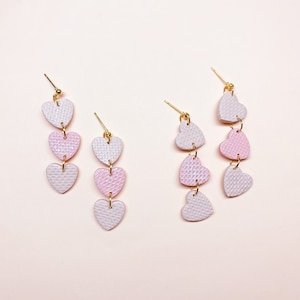 Clay earrings , EARRING in Polymer clay for woman,Handmade , Handmade Clay earrings, pink heart earrings Valentines day gift for her