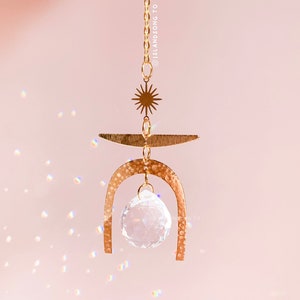 Crystal Suncatcher with Opal Accent - Rainbow Prism Wall Hanging