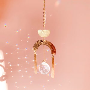 Crystal Suncatcher with Opal Accent - Rainbow Prism Wall Hanging