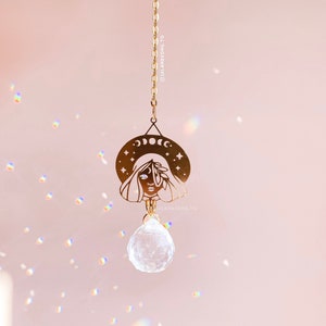 Crystal Suncatcher with Opal Accent: Rainbow Prism Window Hanging