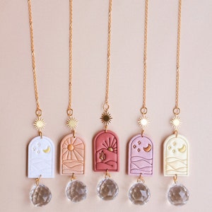 Crystal Suncatcher with Opal Accent - Rainbow Prism Wall Hanging