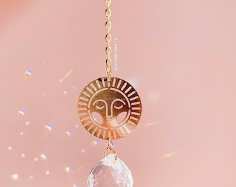 Crystal Suncatcher with Opal Accent: Rainbow Prism Window Hanging