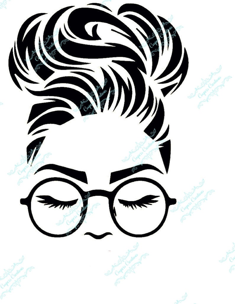Download Messy Bun glasses Instant Download SVG/PNG/JPG | Etsy