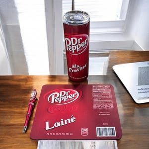 Dr Pepper Lover Gift Set – Personalized Tumbler, Pen & Mousepad | Customizable Soda Fan Gift